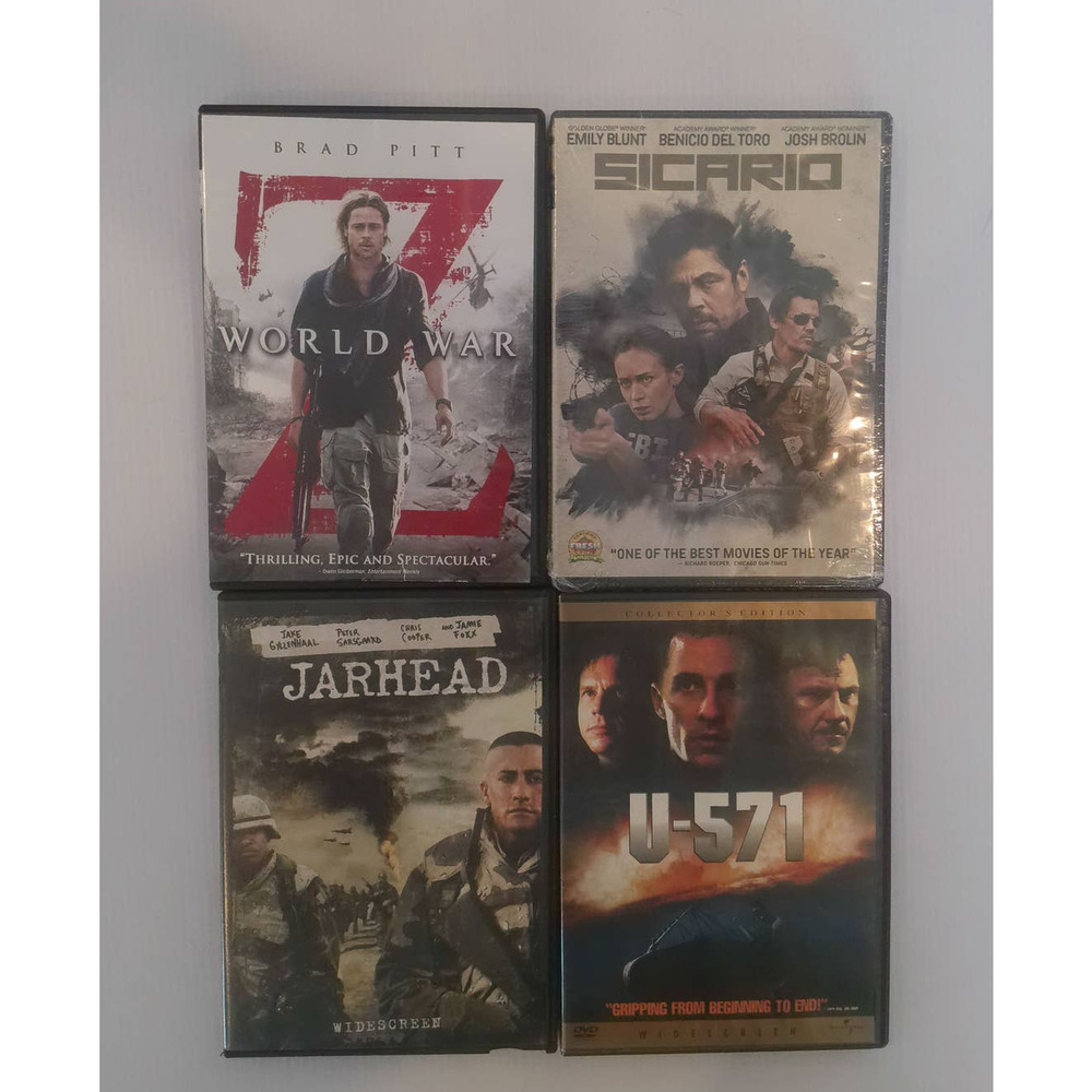 World War Z; Sicarrio; U-571; Jarhead DVD Set of 4